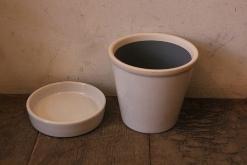 陶器の皿付き植木鉢