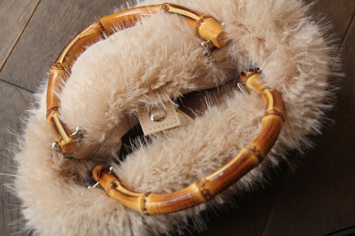 バンブーハンドル2wayフェイクファーショルダーかごバッグ