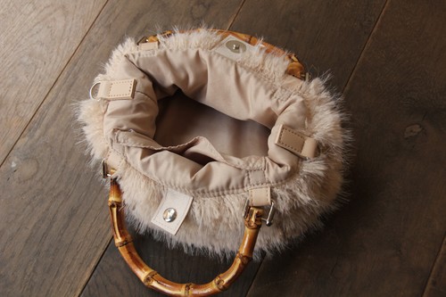 バンブーハンドル2wayフェイクファーショルダーかごバッグ