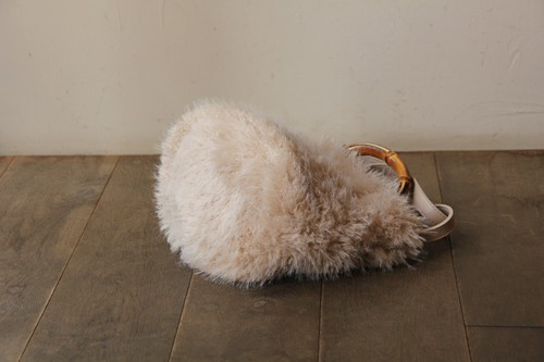 バンブーハンドル2wayフェイクファーショルダーかごバッグ