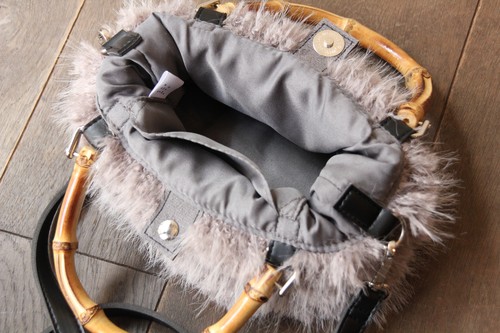 バンブーハンドル2wayフェイクファーショルダーかごバッグ