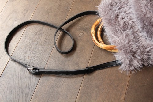 バンブーハンドル2wayフェイクファーショルダーかごバッグ