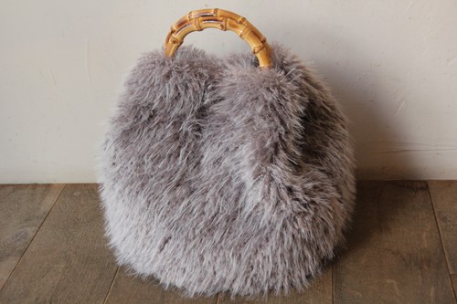 かご・バスケット・雑貨 - menui | E7595 FUR*BAMBOO TOTE (IVORY)/(GRAY)