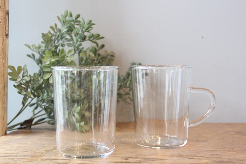 耐熱ガラスマグとガラスカップ