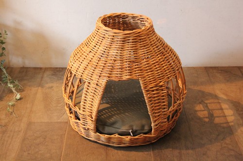 皮付き籐Lacakのオニオン型の猫のペットハウス