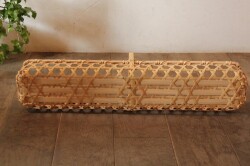 真竹の六つ目編み手付き横長かご