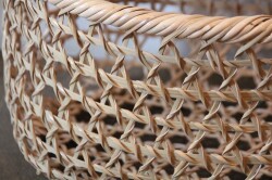 日本製のねじり六つ目編み手付き竹かご