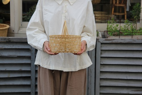 竹の六つ目編み手付きかご