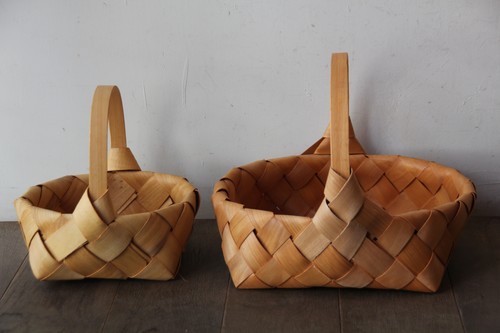 スライスウッド水杉ワンハンドルバスケット