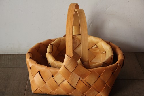 スライスウッド水杉ワンハンドルバスケット