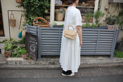ラフィアの2wayミニハンドバッグレザーショルダー