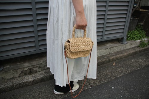 ラフィアの2wayミニハンドバッグレザーショルダー