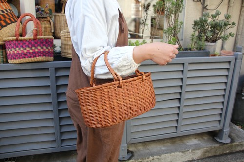 ラタンお買い物かごバッグ籐のバスケット