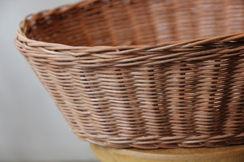 籐のかごラタンオーバルトレイバスケット