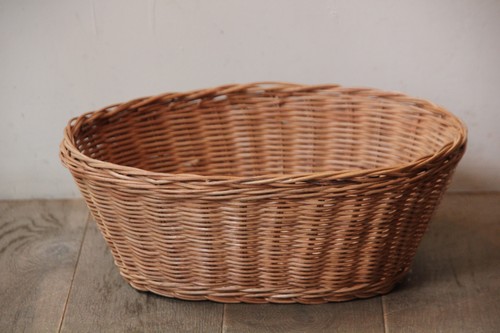 籐のかごラタンオーバルトレイバスケット