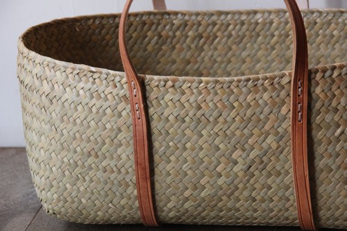 menuiオリジナルシーグラスレザーハンドルかごバッグ