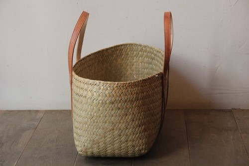 menuiオリジナルシーグラスレザーハンドルかごバッグ