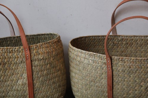 menuiオリジナルシーグラスレザーハンドルかごバッグ