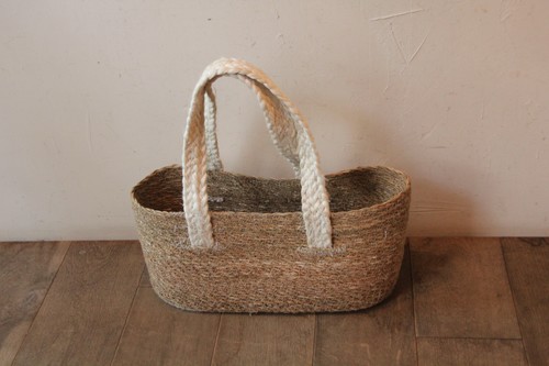 ジュートハンドルのシーグラスかごバッグ