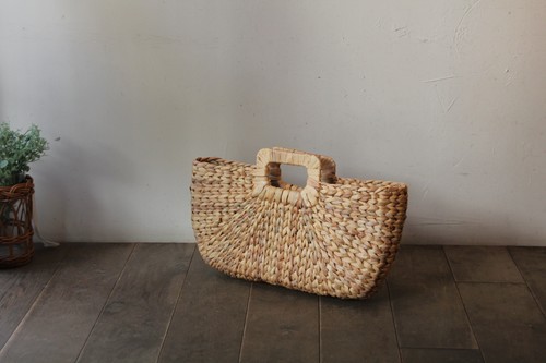 ウォーターヒヤシンススクエアハンドルかごバッグ