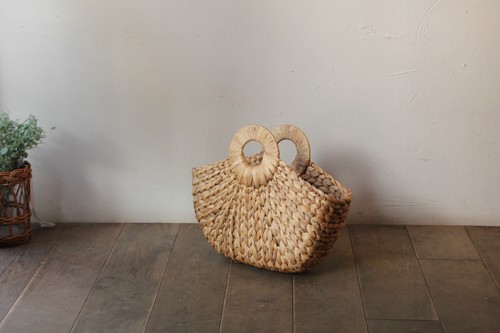 ウォーターヒヤシンスサークルハンドルかごバッグ