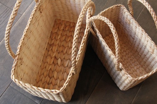 ウォーターヒヤシンスのスクエアかごバッグ