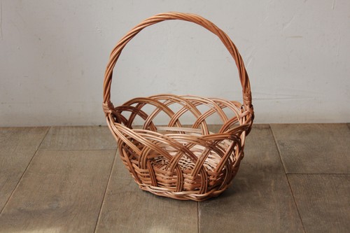 ポーランド製東欧のかご柳ワンハンドルフラワーラインバスケット