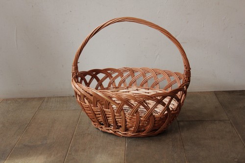 ポーランド製東欧のかご柳ワンハンドルフラワーラインバスケット