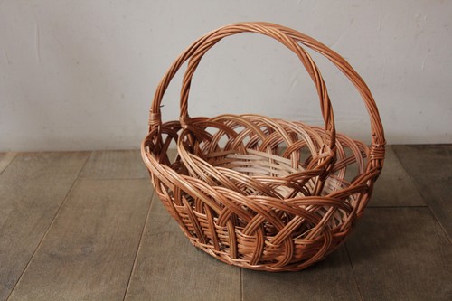 ポーランド製東欧のかご柳ワンハンドルフラワーラインバスケット