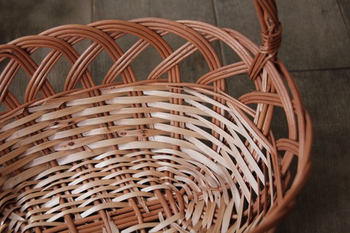 ポーランド製東欧のかご柳ワンハンドルフラワーラインバスケット