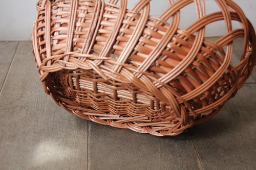 ポーランド製東欧のかご柳ワンハンドルフラワーラインバスケット
