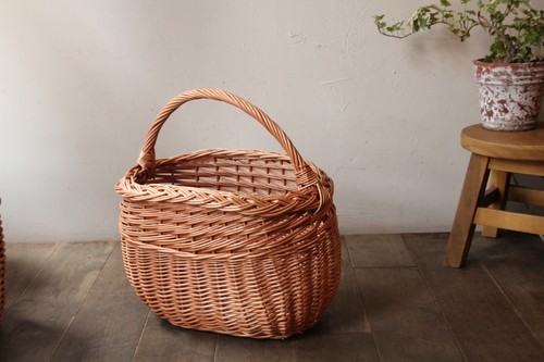 ポーランド製東欧のかご柳ワンハンドルbigバスケット