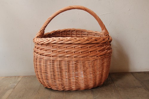 ポーランド製東欧のかご柳ワンハンドルbigバスケット